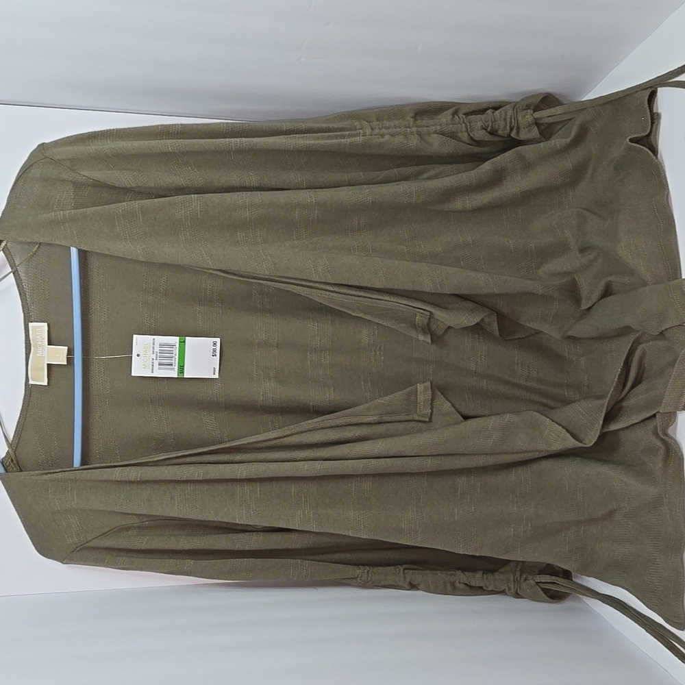 (New) Michael Kors Safari Green Open Front Cardigan Sweater Size L